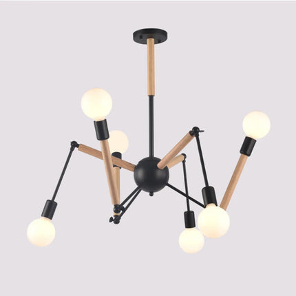 Lustre suspension en bois massif style moderne araignée créative — LZ4Q8M2