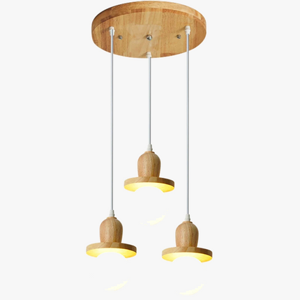 Lustre suspension en bois massif à trois têtes style nordique — LZ4N7Q2