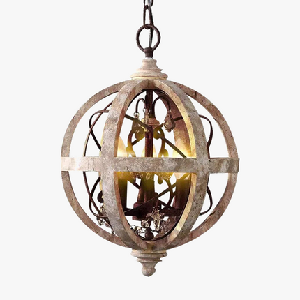 Lustre en bois style campagne américaine avec cristaux décoratifs — LZ4X9P