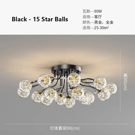 Lustre suspension boule en verre doré style nordique — LZ4X9P2