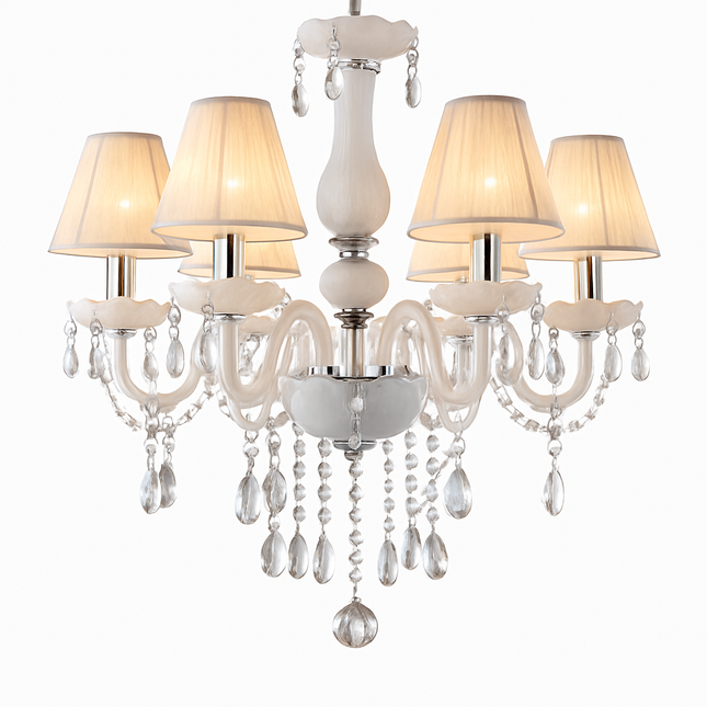 Lustre en cristal chandelier avec abat-jour tissu