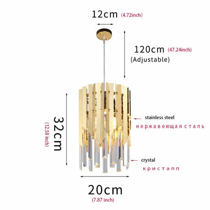 Lustre en cristal chromé doré avec éclairage vintage intérieur — LZ4X9P2