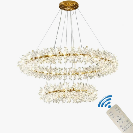 Lustre suspension moderne en cristal à anneaux LED pour salon 60-100 cm — LZ4F9T2