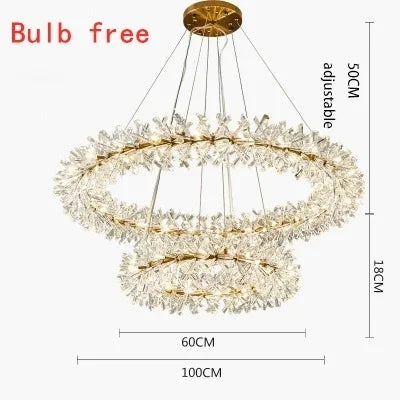 Lustre suspension moderne en cristal à anneaux LED pour salon 60-100 cm — LZ4F9T2