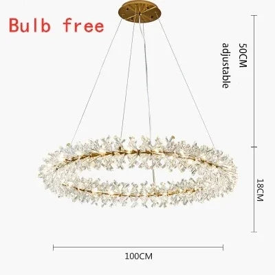 Lustre suspension moderne en cristal à anneaux LED pour salon 60-100 cm — LZ4F9T2