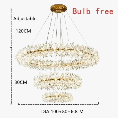 Lustre suspension moderne en cristal à anneaux LED pour salon 60-100 cm — LZ4F9T2