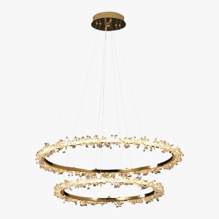 Lustre en cristal de luxe avec anneau doré lumineux et élégant — LZ4X9P