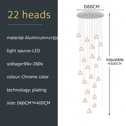 Lustre en cristal pour éclairage moderne d’escalier colimaçon — LZ4X9P2