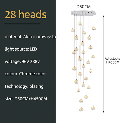 Lustre en cristal pour éclairage moderne d’escalier colimaçon — LZ4X9P2