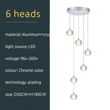 Lustre en cristal pour éclairage moderne d’escalier colimaçon — LZ4X9P2