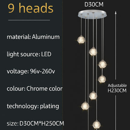 Lustre en cristal pour éclairage moderne d’escalier colimaçon — LZ4X9P2