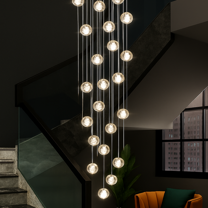 Lustre en cristal pour éclairage moderne d’escalier colimaçon — LZ4X9P2