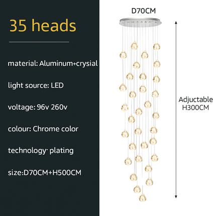 Lustre en cristal pour éclairage moderne d’escalier colimaçon — LZ4X9P2