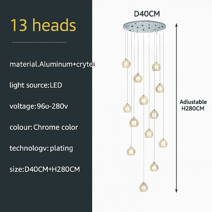 Lustre en cristal pour éclairage moderne d’escalier colimaçon — LZ4X9P2