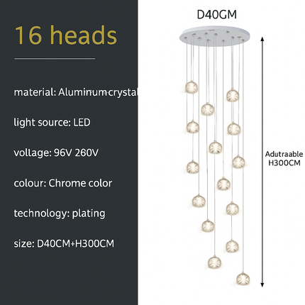 Lustre en cristal pour éclairage moderne d’escalier colimaçon — LZ4X9P2