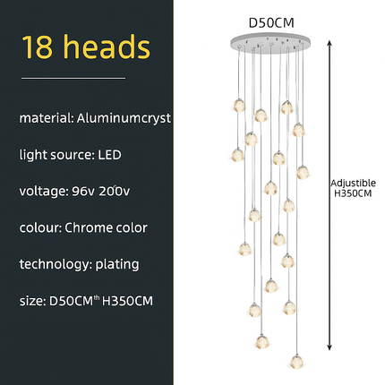 Lustre en cristal pour éclairage moderne d’escalier colimaçon — LZ4X9P2