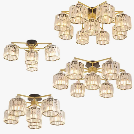 Lustre nordique en cristal avec métal chromé et verre transparent — LZ4X9M