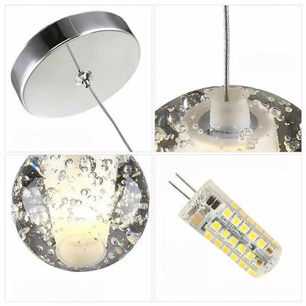 lustre en cristal moderne avec boule tournante led suspendue