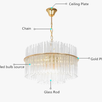 Lustre moderne en cristal avec tige en verre transparent — LZ4P9XQ