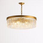 Lustre doré / Cristal d'ambre / D35cm 2 couches