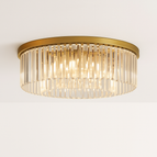 Lampe de plafond dorée / Cristal d'ambre / D35cm 2 couches