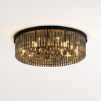 Lampe de plafond noire / Cristal d'ambre / D35cm 2 couches