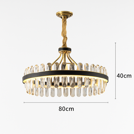 lustre en cuir led cristal luxueux rond suspendu moderne