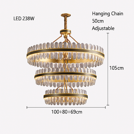 lustre en cuir led cristal luxueux rond suspendu moderne