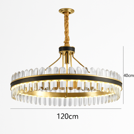 lustre en cuir led cristal luxueux rond suspendu moderne