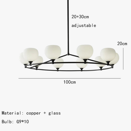 Lustre moderne en cuivre noir avec ampoule en verre blanc — LZ4X9P