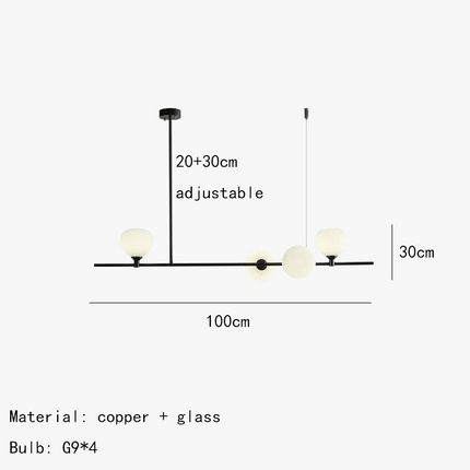 Lustre moderne en cuivre noir avec ampoule en verre blanc — LZ4X9P