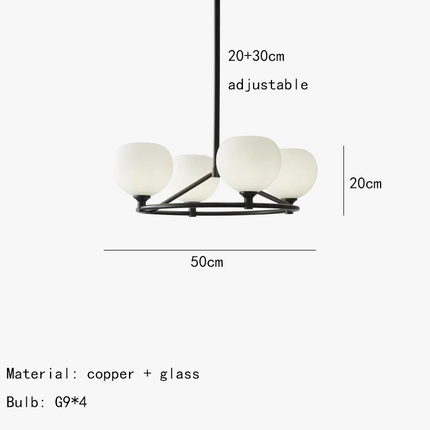 Lustre moderne en cuivre noir avec ampoule en verre blanc — LZ4X9P