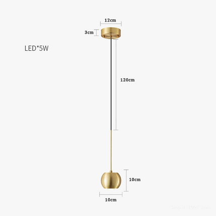 Suspension lustre cuivre simple avec spot lumineux d’ambiance — LZ4X9T2