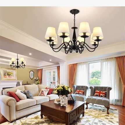 lustre en fer noir avec abat-jour pour intérieur élégant