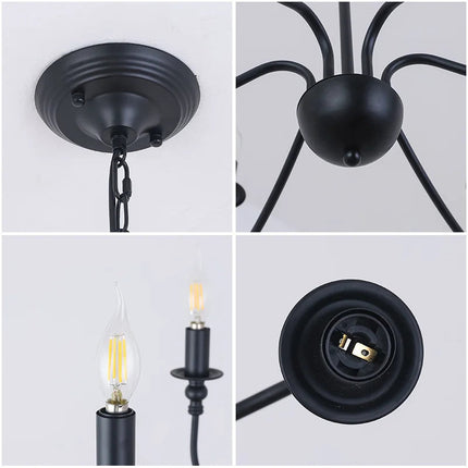 Lustre en fer noir avec éclairage LED pour intérieur moderne — LZ4X9P