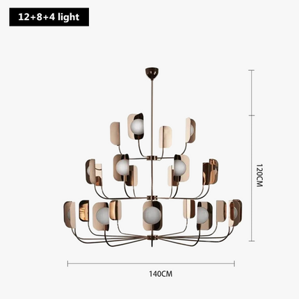 Lustre en métal avec éclairage en verre laiteux et feuilles décoratives — LZ4G7Q2