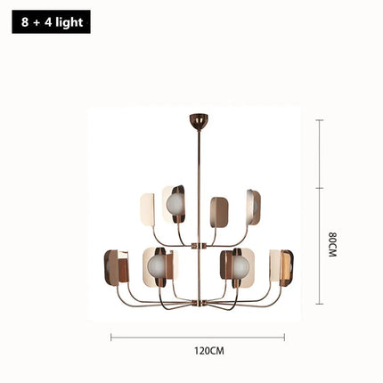 Lustre en métal avec éclairage en verre laiteux et feuilles décoratives — LZ4G7Q2