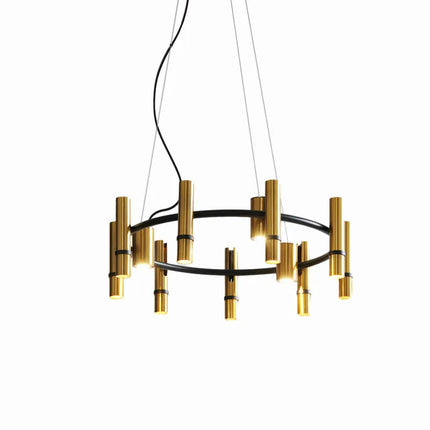 Lustre en métal doré avec anneau noir réglable pour suspension — LZ4X9J