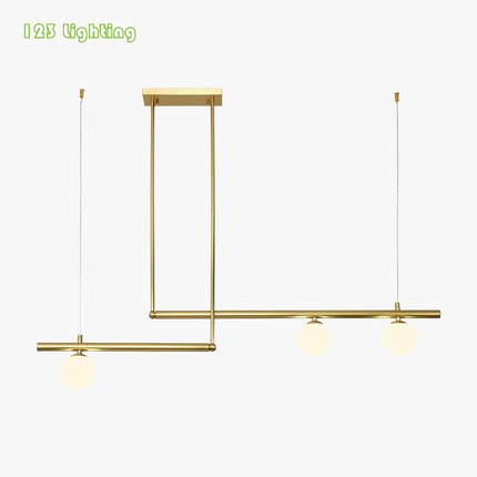 Lustre moderne en métal doré avec suspension en verre blanc — LZ4X9T2