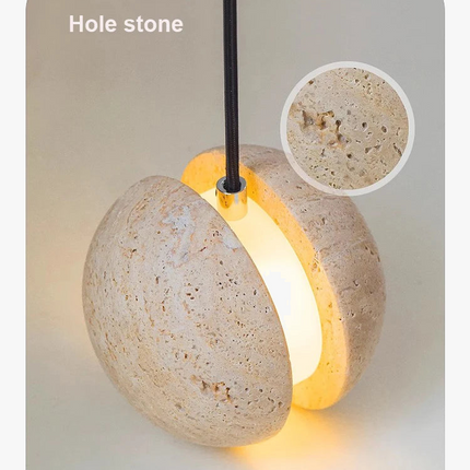 Lustre suspension en pierre de lune style wabi-sabi chaleureux — LZ4X9TQ