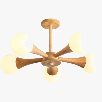Lustre suspension en rondins bois massif style japonais nordique — LZ4X9T2
