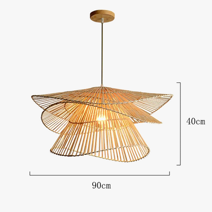 Lustre suspension multi-étages en rotin fait main au design moderne — LZ4X7M
