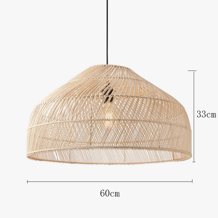 Suspension lustre rotin vintage style asiatique avec éclairage LED — LZ4X9P