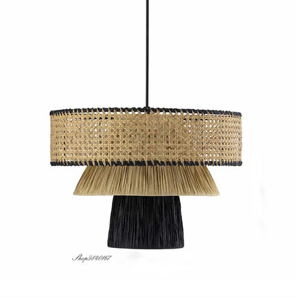 Lustre suspension rotin artisanal style japonais créatif — LZ4X9T