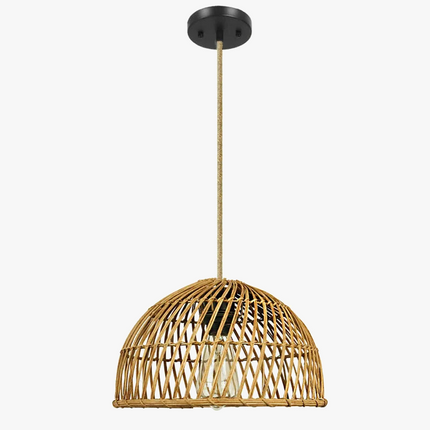 Suspension en rotin tissé à la main avec éclairage LED intégré — LZ4P9XQ