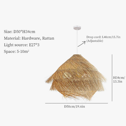 Lustre suspension en rotin tressé style wabi sabi pour intérieur — LZ4N7Q2