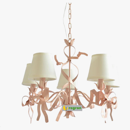 Lustre suspension ruban rose pour chambre d’enfant élégante — LZ4X9T2