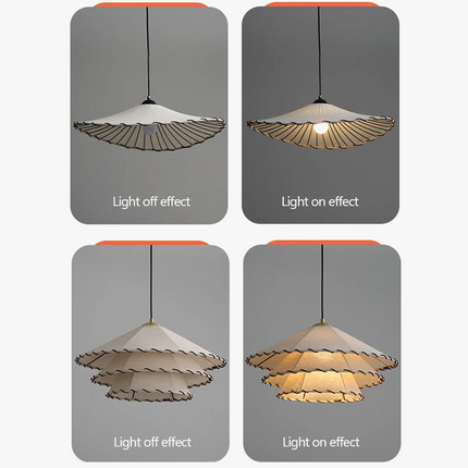 lustre en tissu chinois avec chapeau de paille et lumière led
