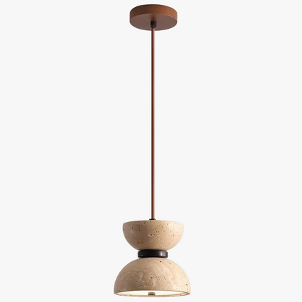 lustre en travertin japonais style wabi-sabi design créatif ambiance chaleureuse