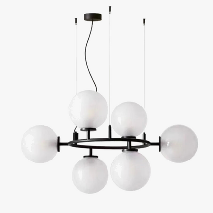 Lustre en verre avec anneau noir réglable au design moderne — LZ4X9T1